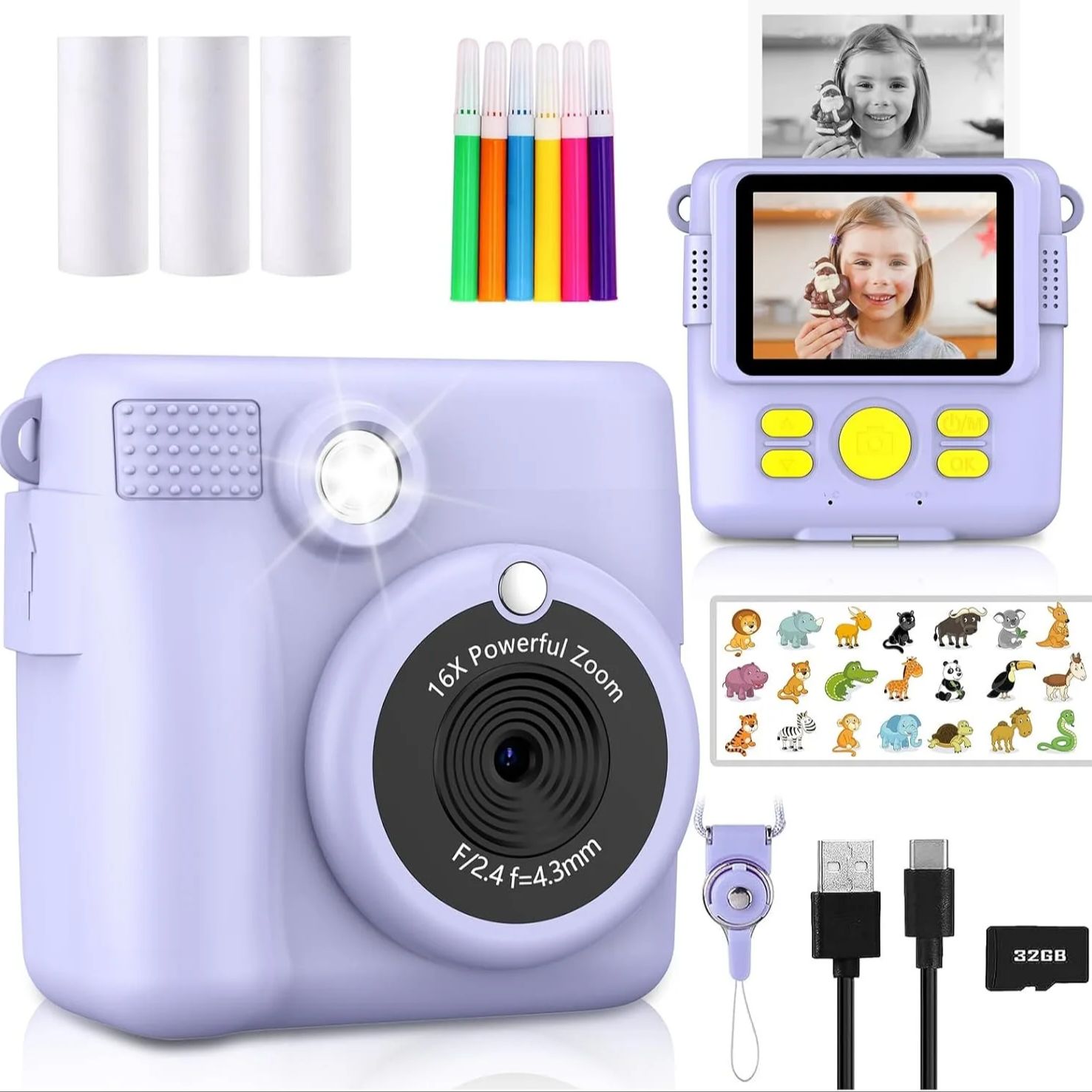 Kids Physical Education Videos - InstantPrint-Appareil photo numérique pour enfants, caméras
